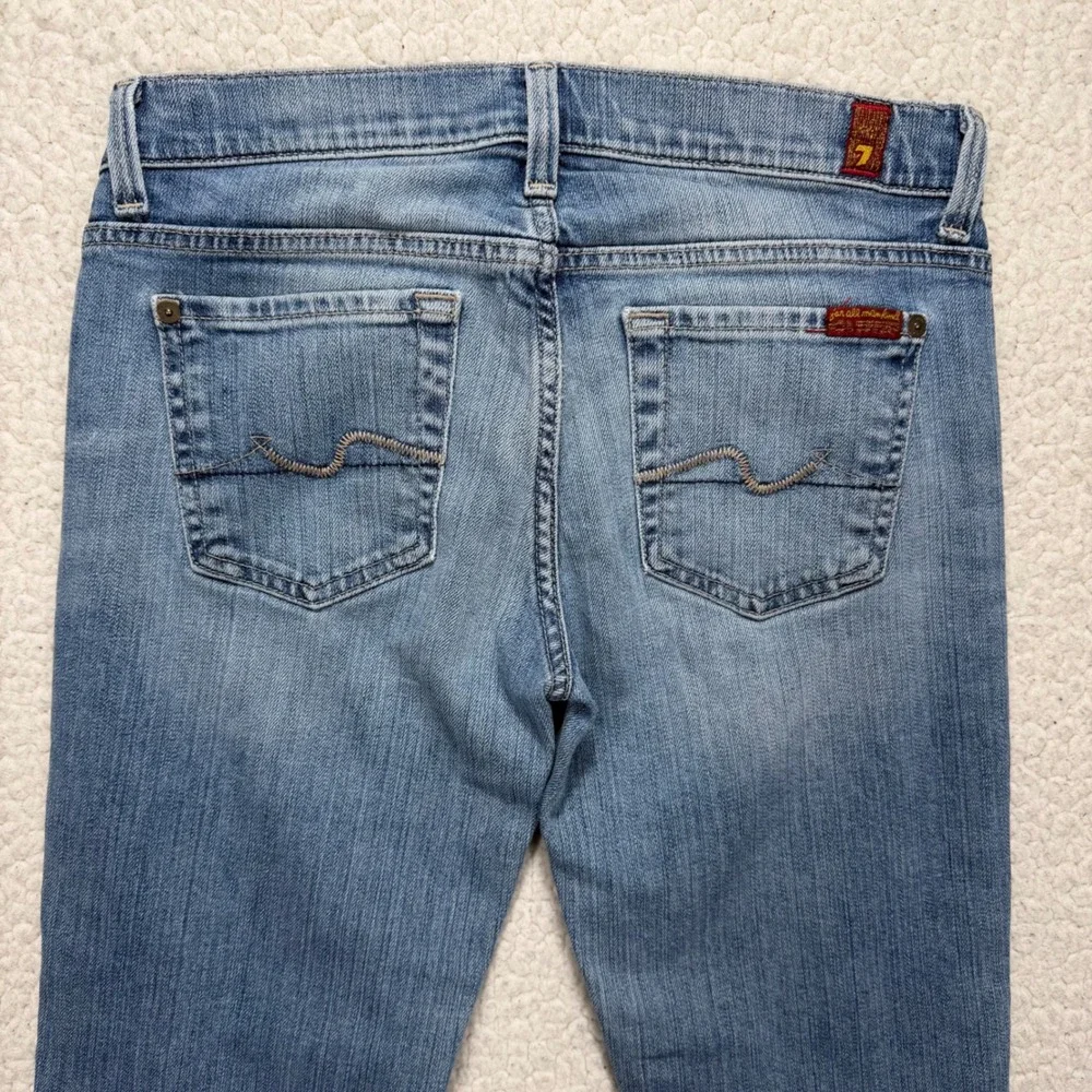 7 For All Mankind Crop Straight Jeans Womens 25 (Actual‎ 28x24) Blue Boho Casual